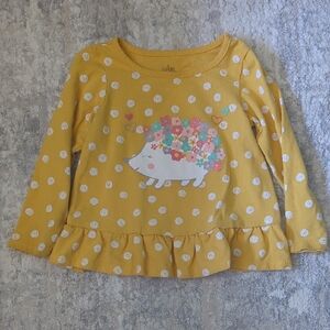 Carter's Yellow Long Sleeve Hedgehog Top Size 2T